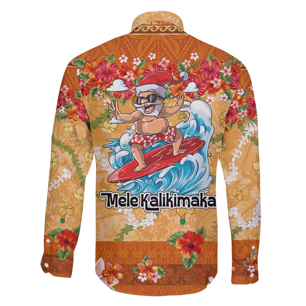 Hawaii Mele Kalikimaka Family Matching Mermaid Dress and Hawaiian Shirt Funny Santa Claus Surfing on Tropical Plants - Polynesian Pride