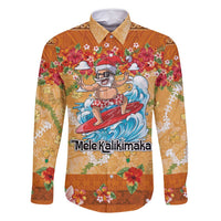Hawaii Mele Kalikimaka Family Matching Summer Maxi Dress and Hawaiian Shirt Funny Santa Claus Surfing on Tropical Plants - Polynesian Pride
