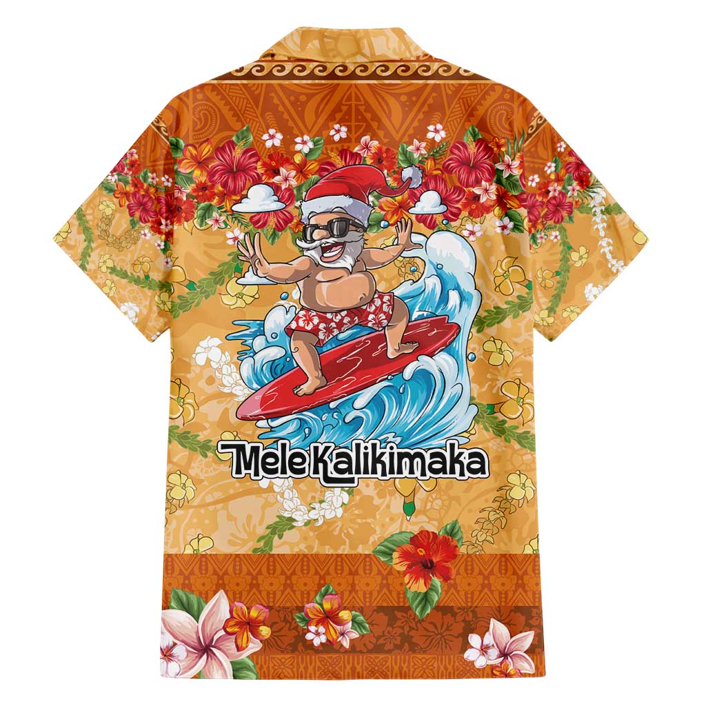 Hawaii Mele Kalikimaka Hawaiian Shirt Funny Santa Claus Surfing on Tropical Plants - Polynesian Pride