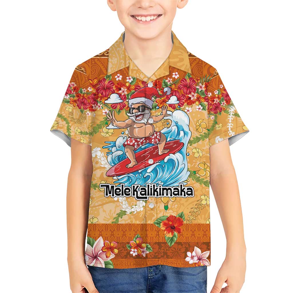 Hawaii Mele Kalikimaka Hawaiian Shirt Funny Santa Claus Surfing on Tropical Plants - Polynesian Pride