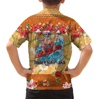 Hawaii Mele Kalikimaka Hawaiian Shirt Funny Santa Claus Surfing on Tropical Plants - Polynesian Pride
