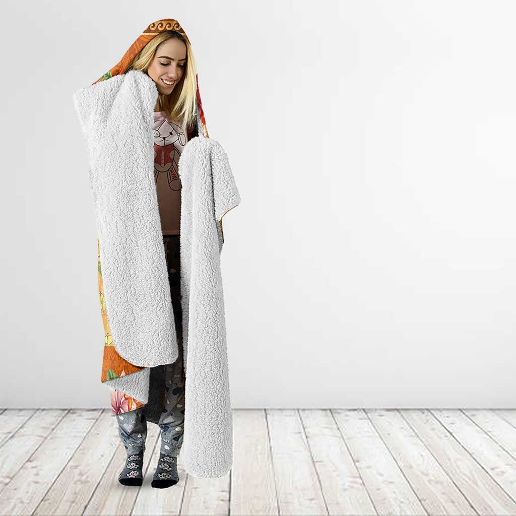 Hawaii Mele Kalikimaka Hooded Blanket Funny Santa Claus Surfing on Tropical Plants - Polynesian Pride