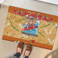 Hawaii Mele Kalikimaka Rubber Doormat Funny Santa Claus Surfing on Tropical Plants - Polynesian Pride