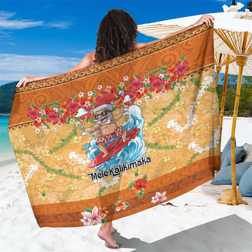 Hawaii Mele Kalikimaka Sarong Funny Santa Claus Surfing on Tropical Plants LT03 One Size 44 x 66 inches Multicolor - Polynesian Pride