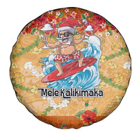 Hawaii Mele Kalikimaka Spare Tire Cover Funny Santa Claus Surfing on Tropical Plants - Polynesian Pride
