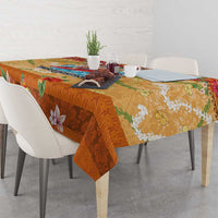 Hawaii Mele Kalikimaka Tablecloth Funny Santa Claus Surfing on Tropical Plants - Polynesian Pride