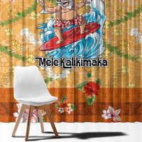 Hawaii Mele Kalikimaka Window Curtain Funny Santa Claus Surfing on Tropical Plants - Polynesian Pride
