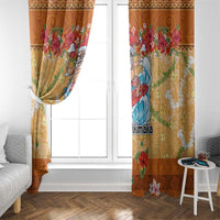 Hawaii Mele Kalikimaka Window Curtain Funny Santa Claus Surfing on Tropical Plants - Polynesian Pride