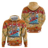 Hawaii Mele Kalikimaka Zip Hoodie Funny Santa Claus Surfing on Tropical Plants - Polynesian Pride