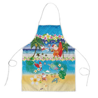 Polynesian Merry Christmas Apron Funny Santa Beach Tropical Plant and Turtle - Polynesian Pride
