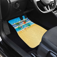 Polynesian Merry Christmas Car Mats Funny Santa Beach Tropical Plant and Turtle - Polynesian Pride