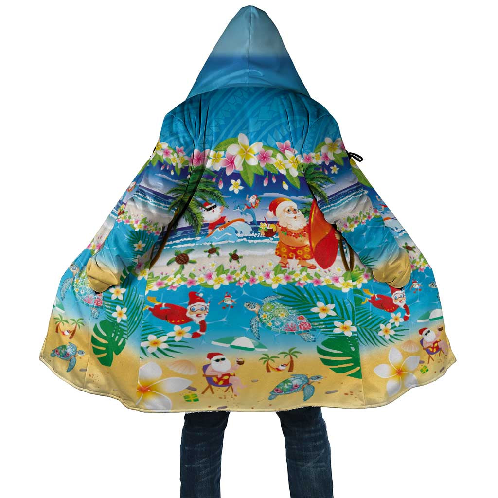 Polynesian Merry Christmas Cloak Funny Santa Beach Tropical Plant and Turtle - Polynesian Pride