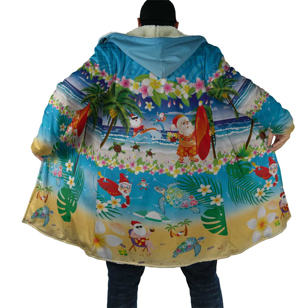 Polynesian Merry Christmas Cloak Funny Santa Beach Tropical Plant and Turtle - Polynesian Pride