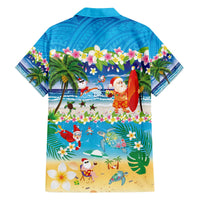 Polynesian Merry Christmas Family Matching Off The Shoulder Long Sleeve Dress and Hawaiian Shirt Funny Santa Beach Tropical Plant and Turtle - Polynesian Pride