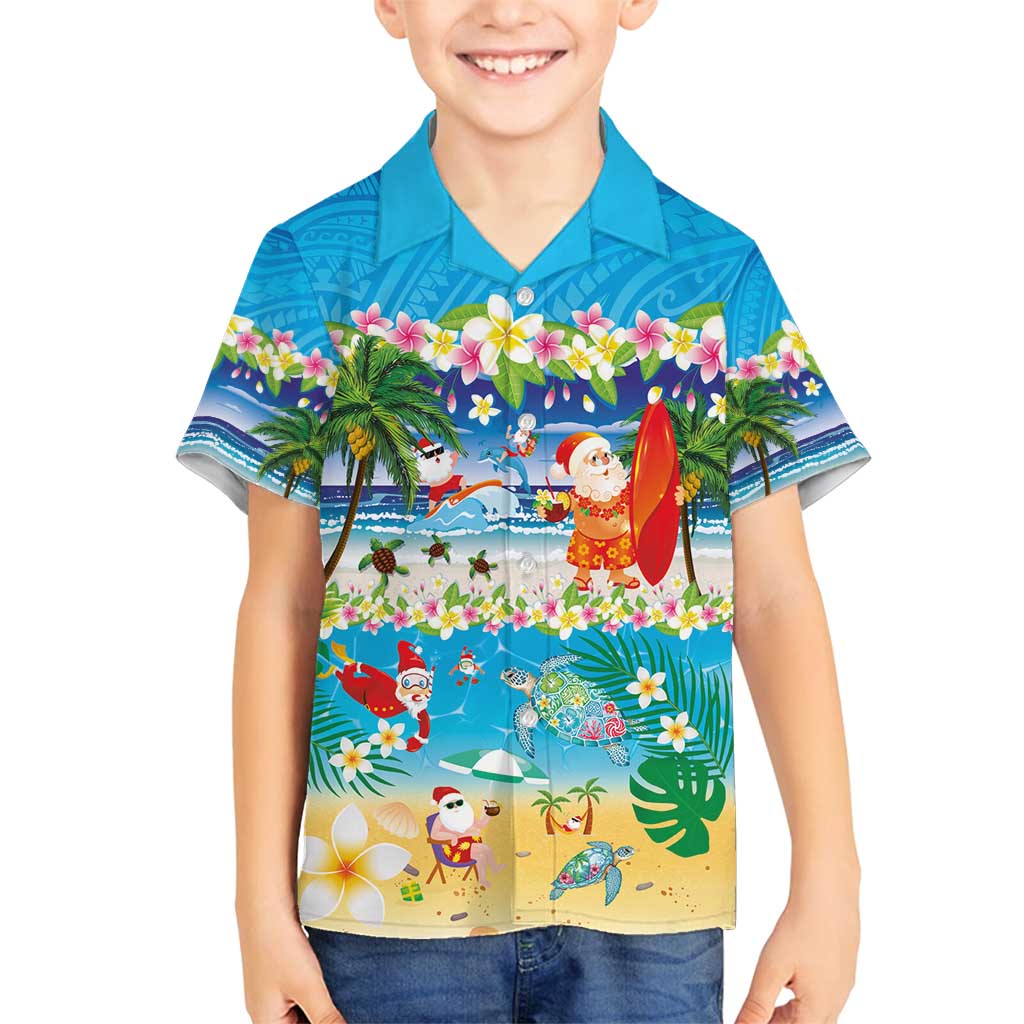 Polynesian Merry Christmas Family Matching Puletasi and Hawaiian Shirt Funny Santa Beach Tropical Plant and Turtle - Polynesian Pride