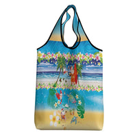Polynesian Merry Christmas Grocery Bag Funny Santa Beach Tropical Plant and Turtle - Polynesian Pride