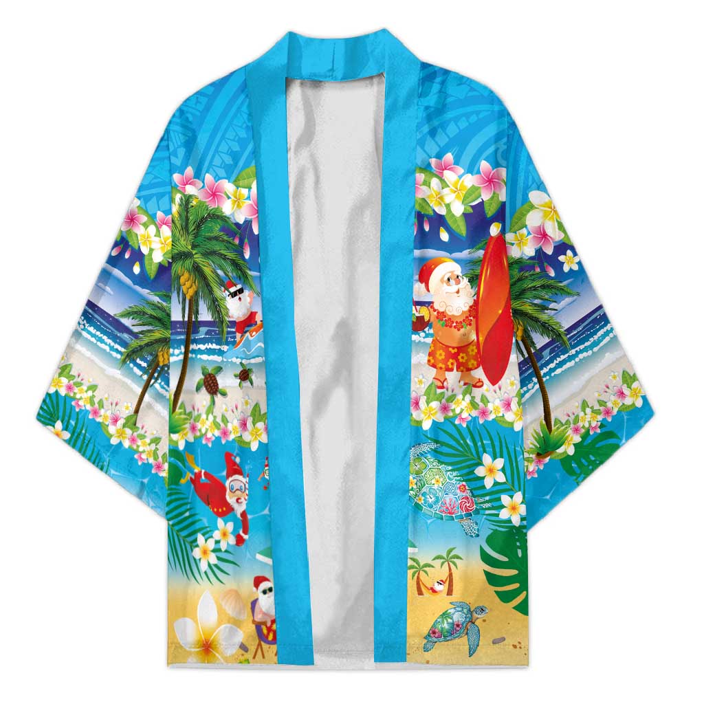 Polynesian Merry Christmas Kimono Funny Santa Beach Tropical Plant and Turtle - Polynesian Pride