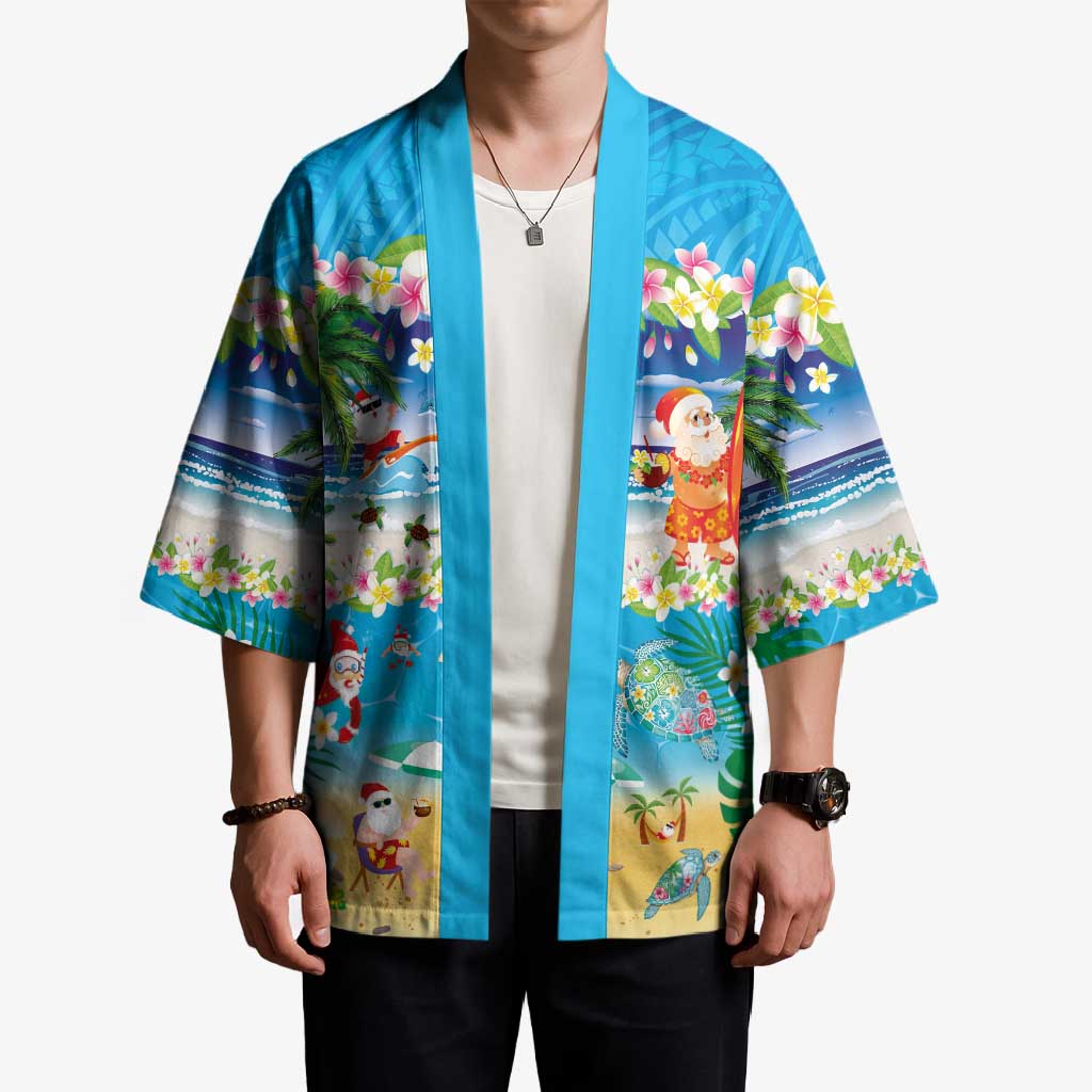 Polynesian Merry Christmas Kimono Funny Santa Beach Tropical Plant and Turtle - Polynesian Pride