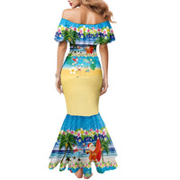 Polynesian Merry Christmas Mermaid Dress Funny Santa Beach Tropical Plant and Turtle - Polynesian Pride
