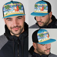 Polynesian Merry Christmas Mesh Trucker Cap Funny Santa Beach Tropical Plant and Turtle - Polynesian Pride