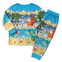 Polynesian Merry Christmas Pajama Set Funny Santa Beach Tropical Plant and Turtle - Polynesian Pride
