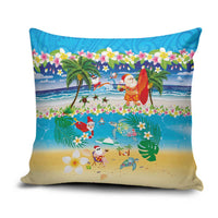 Polynesian Merry Christmas Pillow Cover Funny Santa Beach Tropical Plant and Turtle - Polynesian Pride