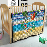 Polynesian Merry Christmas Quilt Funny Santa Beach Tropical Plant and Turtle - Polynesian Pride