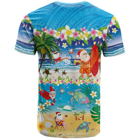 Polynesian Merry Christmas T Shirt Funny Santa Beach Tropical Plant and Turtle - Polynesian Pride