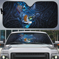 Aotearoa Matariki Auto Sun Shade Maori Tribal with Silver Fern and Tui Bird Galaxy Style - Polynesian Pride