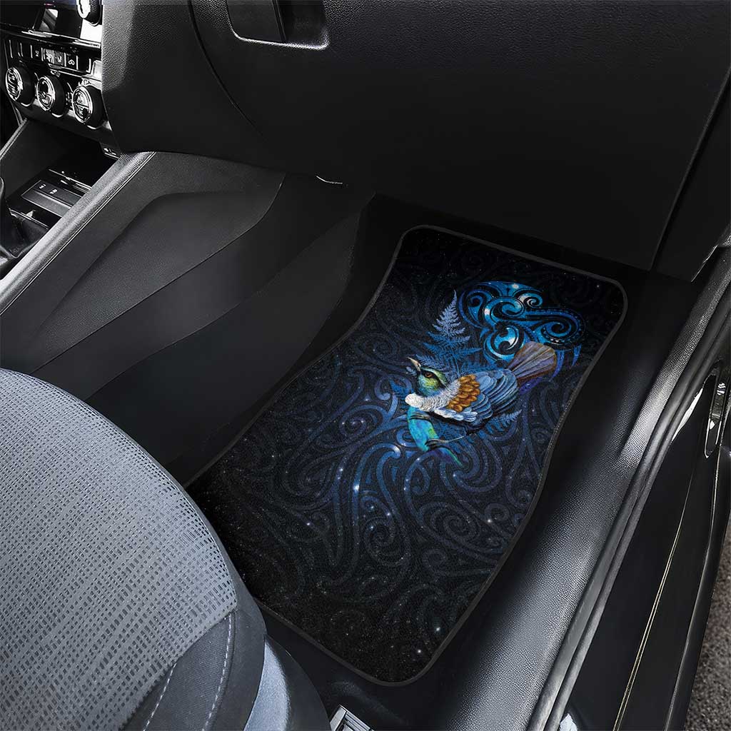 Aotearoa Matariki Car Mats Maori Tribal with Silver Fern and Tui Bird Galaxy Style - Polynesian Pride
