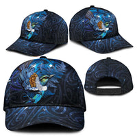 Aotearoa Matariki Classic Cap Maori Tribal with Silver Fern and Tui Bird Galaxy Style - Polynesian Pride