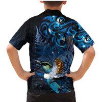 Aotearoa Matariki Family Matching Mermaid Dress and Hawaiian Shirt Maori Tribal with Silver Fern and Tui Bird Galaxy Style - Polynesian Pride