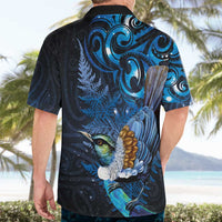 Aotearoa Matariki Hawaiian Shirt Maori Tribal with Silver Fern and Tui Bird Galaxy Style - Polynesian Pride