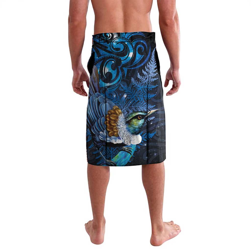 Aotearoa Matariki Lavalava Maori Tribal with Silver Fern and Tui Bird Galaxy Style - Polynesian Pride