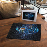 Aotearoa Matariki Puzzle Maori Tribal with Silver Fern and Tui Bird Galaxy Style - Polynesian Pride