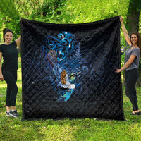 Aotearoa Matariki Quilt Maori Tribal with Silver Fern and Tui Bird Galaxy Style - Polynesian Pride
