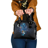 Aotearoa Matariki Shoulder Handbag Maori Tribal with Silver Fern and Tui Bird Galaxy Style - Polynesian Pride