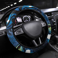 Aotearoa Matariki Steering Wheel Cover Maori Tribal with Silver Fern and Tui Bird Galaxy Style - Polynesian Pride