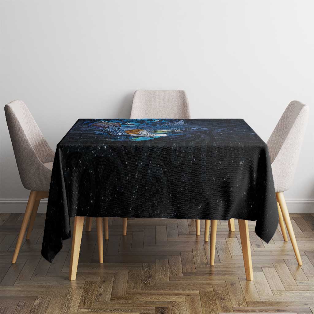 Aotearoa Matariki Tablecloth Maori Tribal with Silver Fern and Tui Bird Galaxy Style - Polynesian Pride