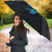 Aotearoa Matariki Umbrella Maori Tribal with Silver Fern and Tui Bird Galaxy Style - Polynesian Pride