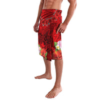 Personalised Hawaii Valentine Day Lavalava Couple Love Heart mix Hibiscus and Polynesian Tattoo LT03 - Polynesian Pride