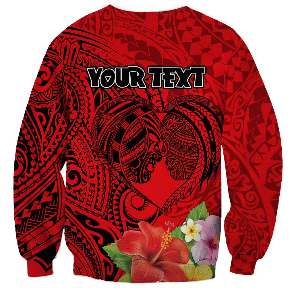 Personalised Hawaii Valentine Day Sweatshirt Couple Love Heart mix Hibiscus and Polynesian Tattoo LT03 - Polynesian Pride