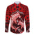 Polynesian Shark Valentine Day Family Matching Summer Maxi Dress and Hawaiian Shirt Hibiscus and Tribal Tattoo Red Style LT03 Dad's Shirt - Long Sleeve Red - Polynesian Pride