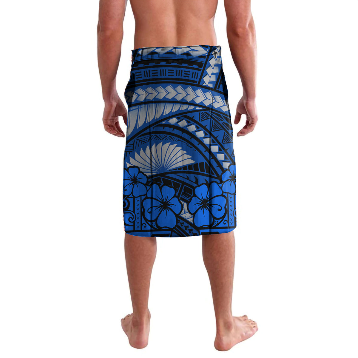 Polynesian Shark Valentine Day Lavalava Hibiscus and Tribal Tattoo Blue Style LT03 - Polynesian Pride