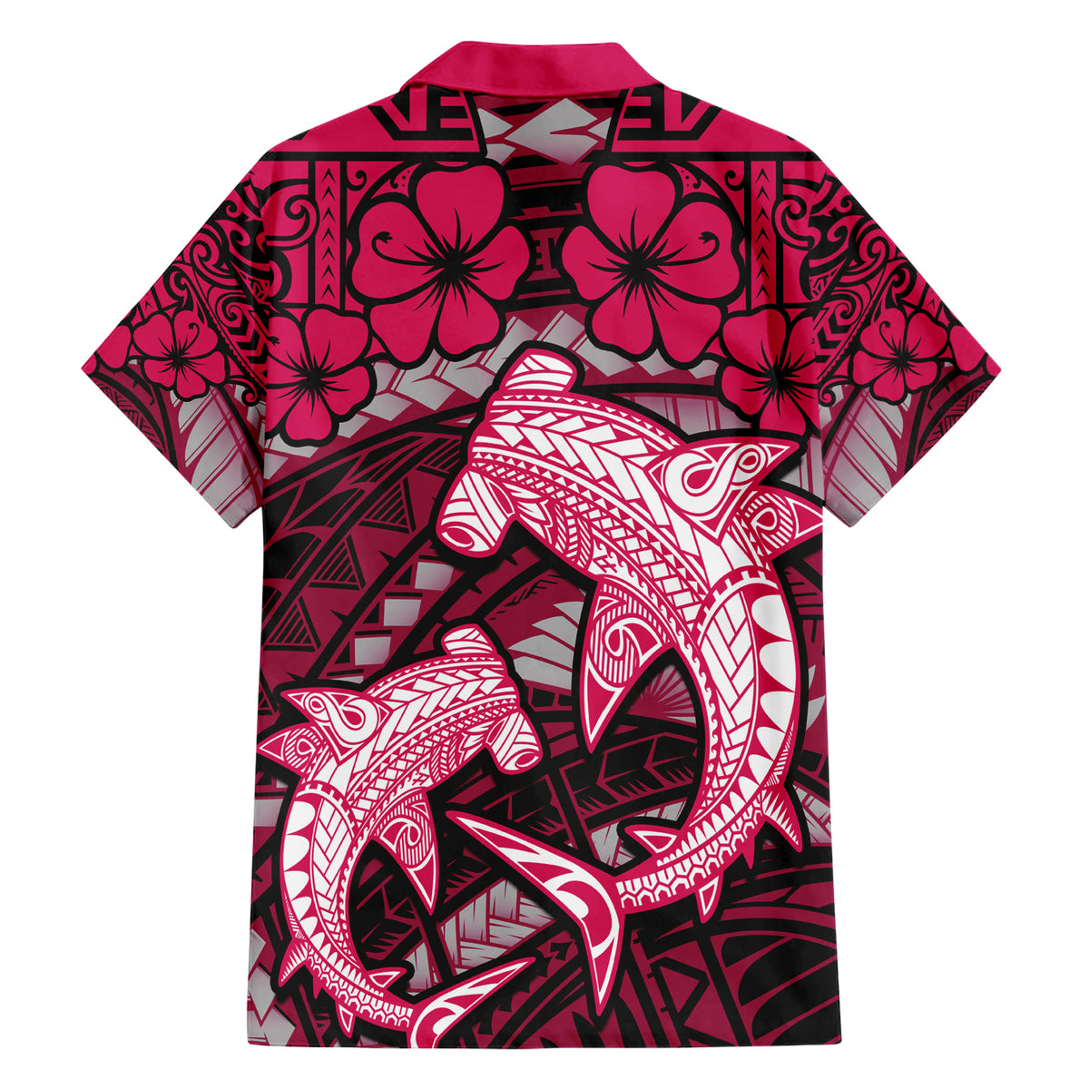 Polynesian Shark Valentine Day Family Matching Short Sleeve Bodycon Dress and Hawaiian Shirt Hibiscus and Tribal Tattoo Pink Style LT03 - Polynesian Pride
