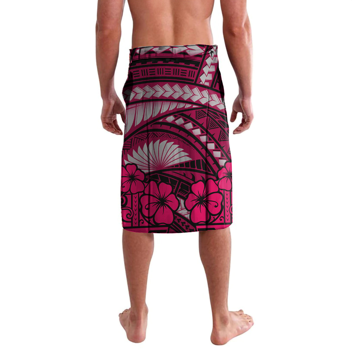 Polynesian Shark Valentine Day Lavalava Hibiscus and Tribal Tattoo Pink Style LT03 - Polynesian Pride