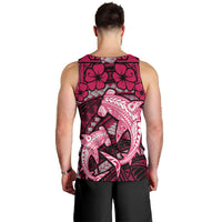 Polynesian Shark Valentine Day Men Tank Top Hibiscus and Tribal Tattoo Pink Style LT03 - Polynesian Pride