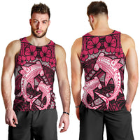 Polynesian Shark Valentine Day Men Tank Top Hibiscus and Tribal Tattoo Pink Style LT03 - Polynesian Pride