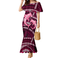 Polynesian Shark Valentine Day Mermaid Dress Hibiscus and Tribal Tattoo Pink Style LT03 Women Pink - Polynesian Pride