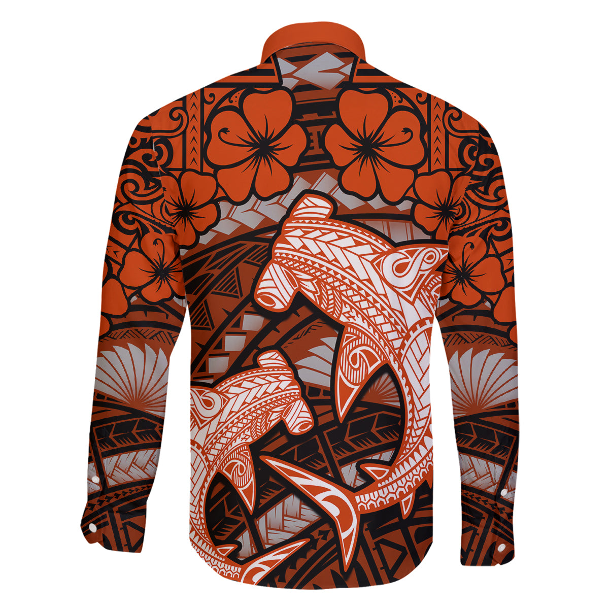 Polynesian Shark Valentine Day Family Matching Puletasi and Hawaiian Shirt Hibiscus and Tribal Tattoo Orange Style LT03 - Polynesian Pride